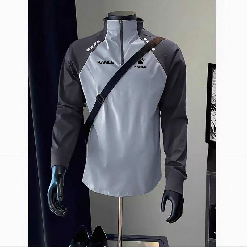 户外运动速干长袖T恤男士春秋季薄款排汗田径健身半拉链骑行上衣,淘宝优惠券,粉丝福利购,淘宝优惠卷