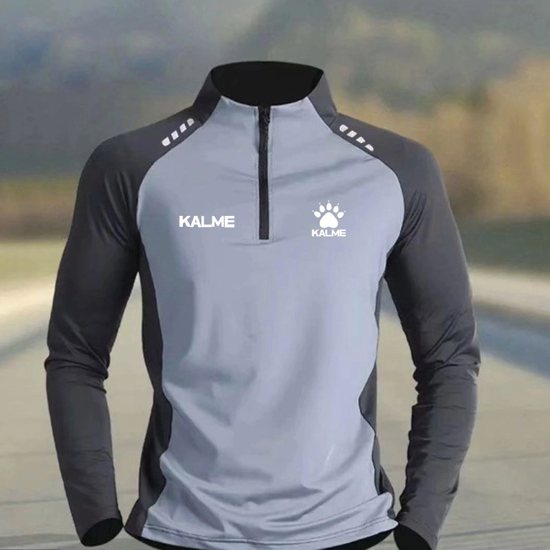 户外运动速干长袖T恤男士春秋季薄款排汗田径健身半拉链骑行上衣