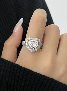 今饰有约韩版甜美爱心锆石戒指女