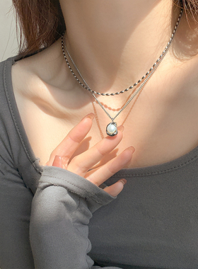 今饰有约纯银女简约项链