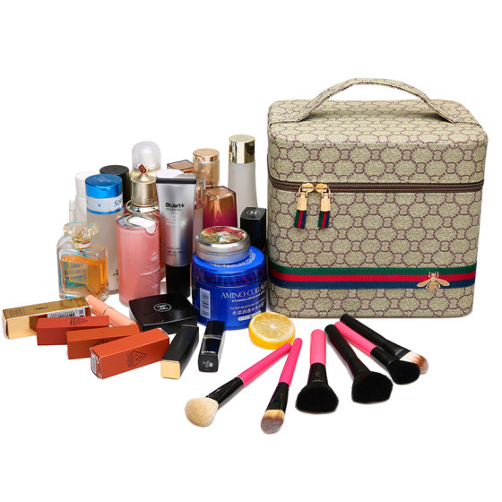 Big brand cosmetic bag with mirror for women portable large capacity
