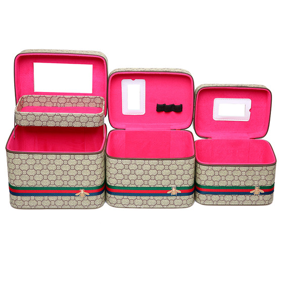 Big brand cosmetic bag with mirror for women portable large capacity