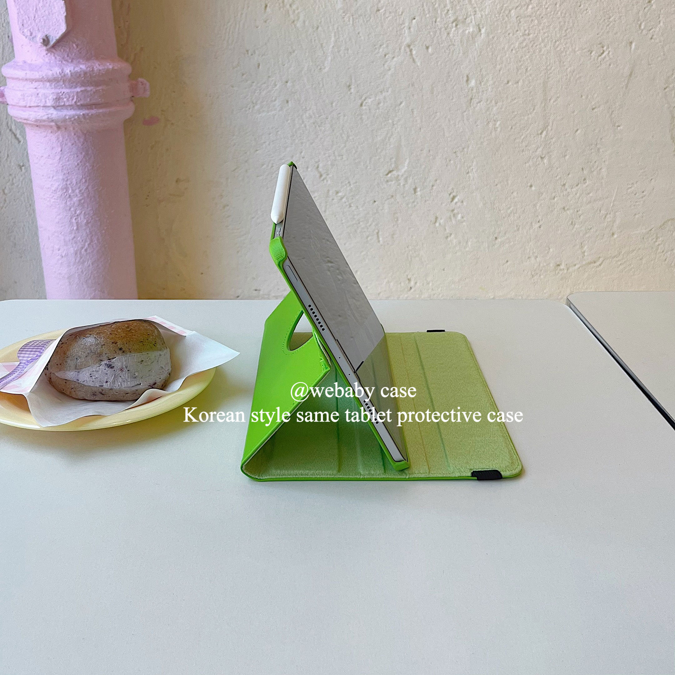 webaby「青果绿色ins」ipad pro11平板横/竖屏 保护壳2025 11代/Air6/7旋转皮套10.9寸10.2寸/5/10代苹果MINI - 图1