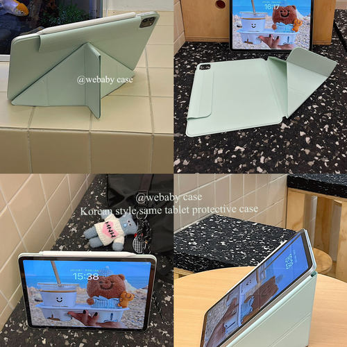 「双面夹/磁吸 平板壳」最后一个夏天/薄荷绿 ipad吸屏不掉pro11/air6/Y折变形支架10.9寸/24pro13轻便保护套 - 图3