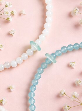山姆进口新款蓝玉髓高货水晶玛瑙玉石手串串珠时尚百搭抖音直播爆