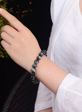 山姆进口 6A猫眼灰鹰眼石手串6-18mm水晶木变石手链单圈时尚饰品