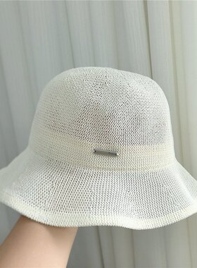 山姆进口春夏新款木耳边帽沿渔夫帽子女百搭休闲高级防晒遮脸透气