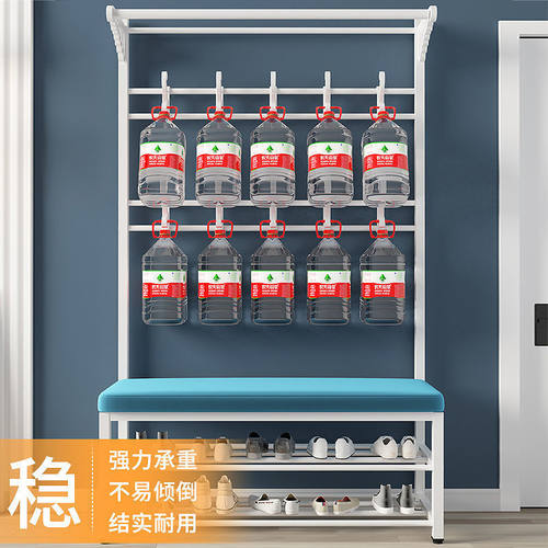 换鞋凳衣帽架落地卧室家用多功能挂衣服架可坐简易门口置物架鞋架 - 图1