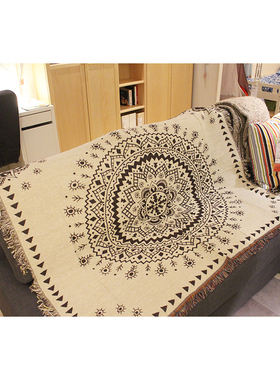 沙发巾原创装饰毯子部古文民图案