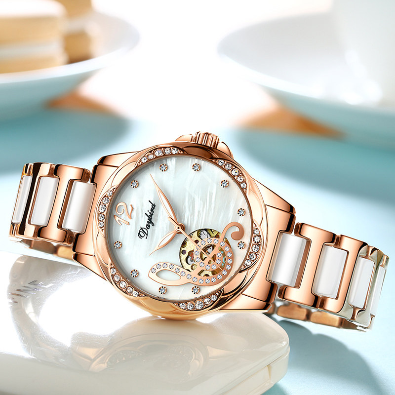 兰度陶瓷机械女学生简约气质潮女表 兰度国产腕表