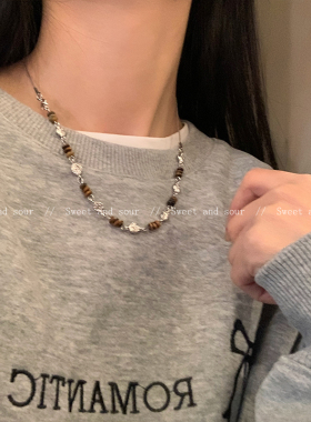 两件套虎眼石项链2024新款