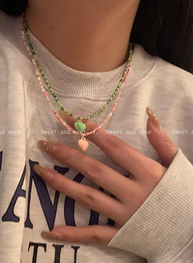 甜酸饰品甜酷彩色串珠项链