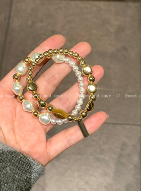 韩版不规则珍珠手链套装2025年秋冬新款配饰手饰小众设计感手串潮