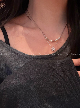 甜酷五角星双层项链女小众设计感ins冷淡风卫衣锁骨链2025毛衣链