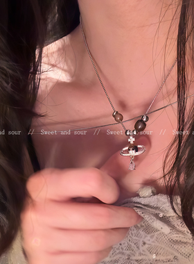 美拉德虎眼石星球吊坠项链女轻奢小众设计感气质毛衣链高级配饰潮