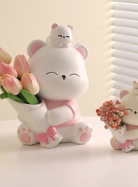 创意暴力熊捧花装饰摆件小众礼物