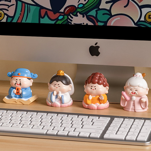 福气小神仙财神摆件办公室桌面好物工位解压神器汽车载装饰品礼物 - 图0