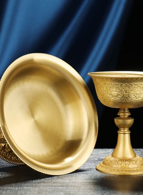 慧宝铜制护法杯雕刻佛前雕花鎏金