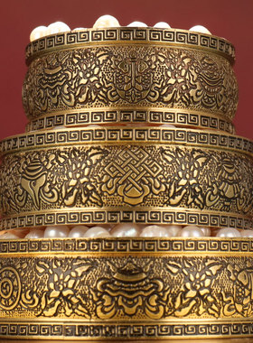 铜制曼扎盘八吉祥桌面摆件曼茶罗