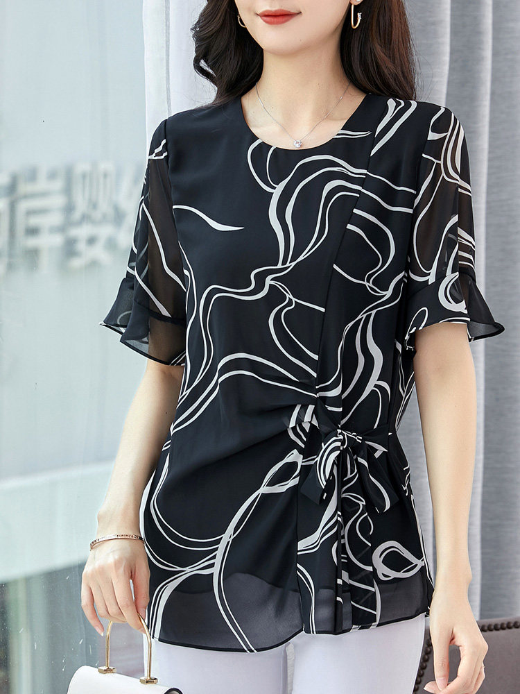 蔓缇莉莎洋气阔太太蝴蝶结雪纺衫 mantilisha蔓缇莉莎蕾丝衫/雪纺衫