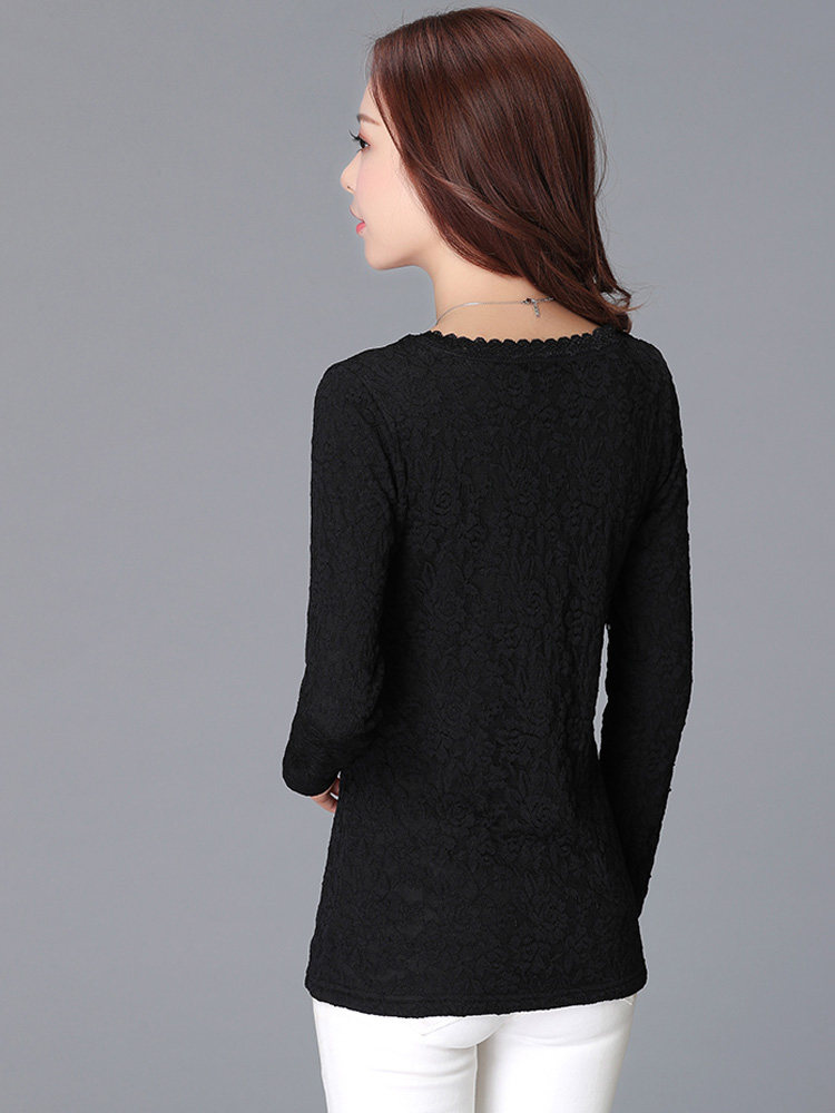 蔓缇莉莎特大码女装加绒蕾丝打底衫 mantilisha蔓缇莉莎蕾丝衫/雪纺衫