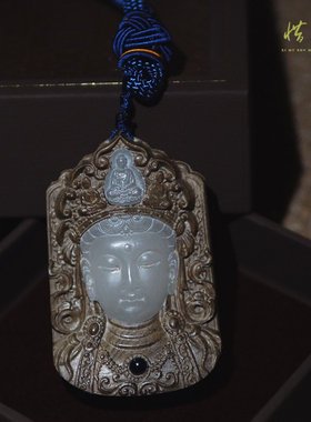 正品 夜光观音项坠金丝楠木雕刻吊坠六字真言时来运转挂饰项链