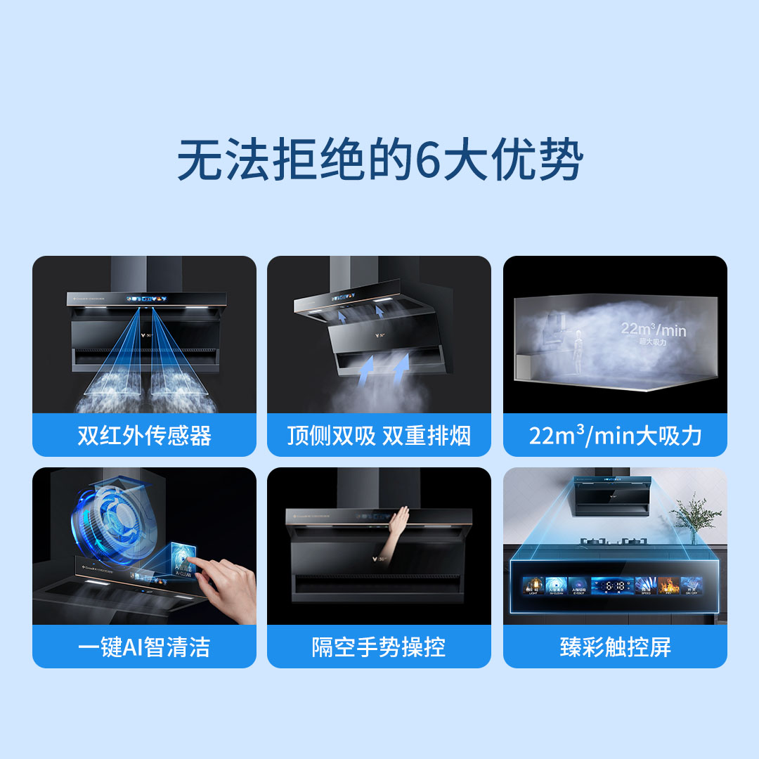 云米抽油烟机7字顶侧双吸家用智目吸Cross2X1升级版智能烟灶套装 - 图2