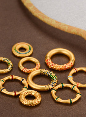 平安扣儿童挂件沙金吊坠护身符女