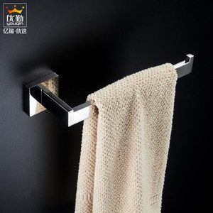 优勤304不锈钢浴室毛巾架免打孔毛巾环镜面方面毛巾杆黑色毛巾环