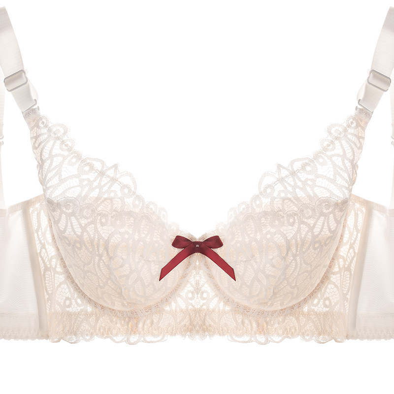 月色白色蕾丝薄款大胸显小全文胸 月色服饰文胸