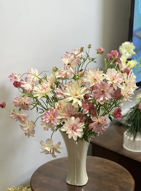 高温陶瓷花瓶 厚重奶油Lenox平替可水培洋牡丹玫瑰居家简约摆件