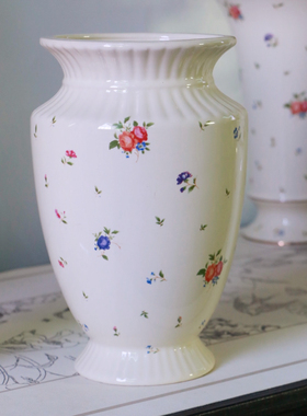 中古花瓶奶油色双鸟翠花 高温陶瓷水培花卉鲜花多头玫瑰百合芍药