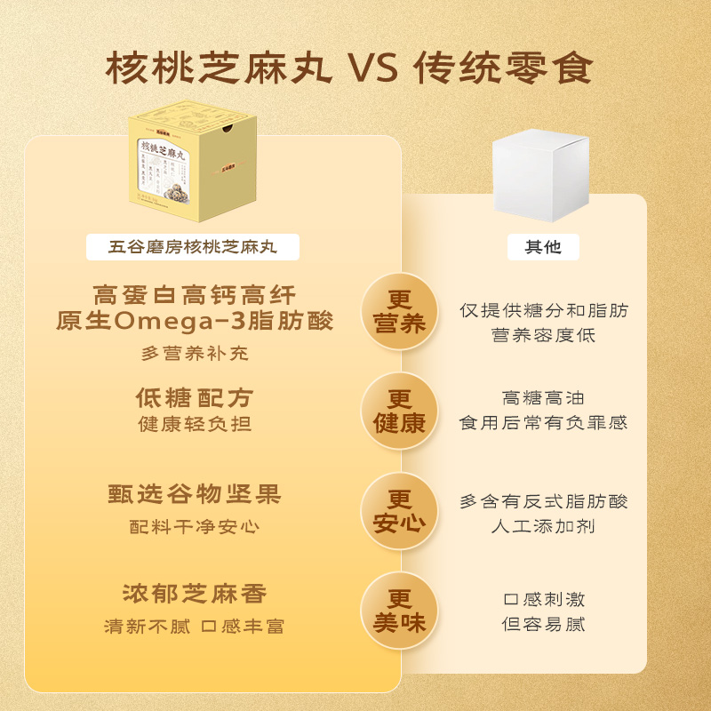 五谷磨房小天才核桃芝麻丸儿童芝麻零食坚果丸子核桃仁健康小零食