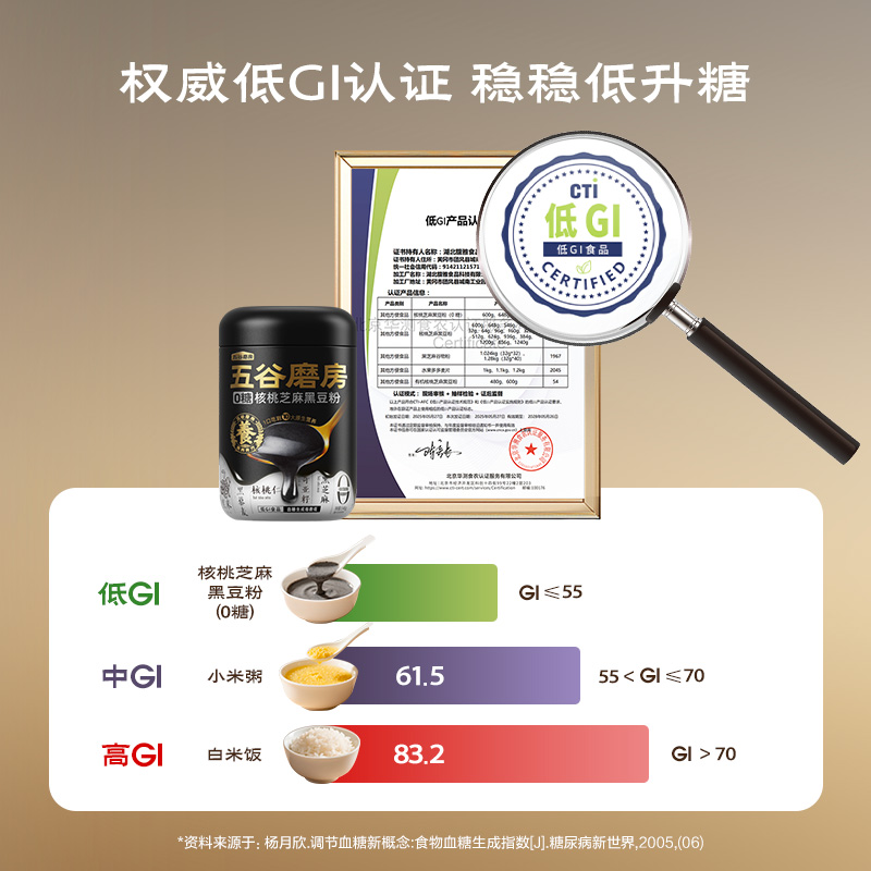【伊能静同款】五谷磨房0糖核桃黑豆粉五黑粉低GI早代餐黑芝麻糊