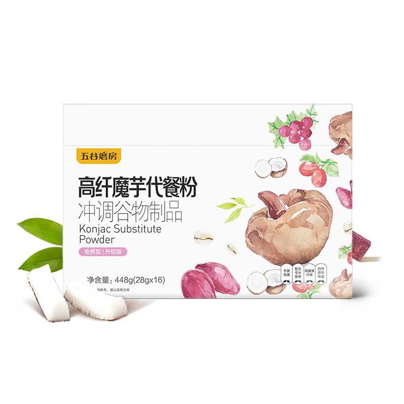 五谷磨房官方旗舰店五谷磨房魔芋代餐粉燕麦片营养粉紫薯代餐粥低饱腹卡即冲代餐食品3