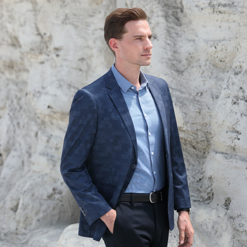 迪仕尼奴男西装休闲蓝色纹理厚款休闲宽松合体商务英伦外套西单,淘宝优惠券,粉丝福利购,淘宝优惠卷