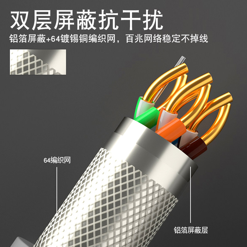 包邮顶臻cat.5e超五类双屏蔽网线8芯FTP屏蔽电脑网络线八芯双绞线_虎窝淘