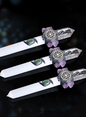 天然紫水晶魔法权杖能量石方尖碑
