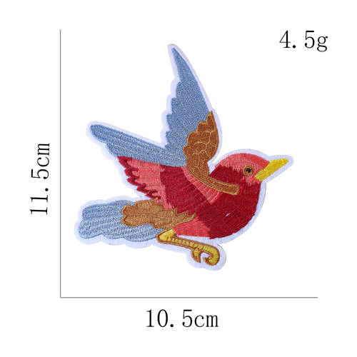 涅槃凤凰翠鸟小鸟刺绣布贴绣花对称图案衣服裤子破洞装饰补丁 - 图3
