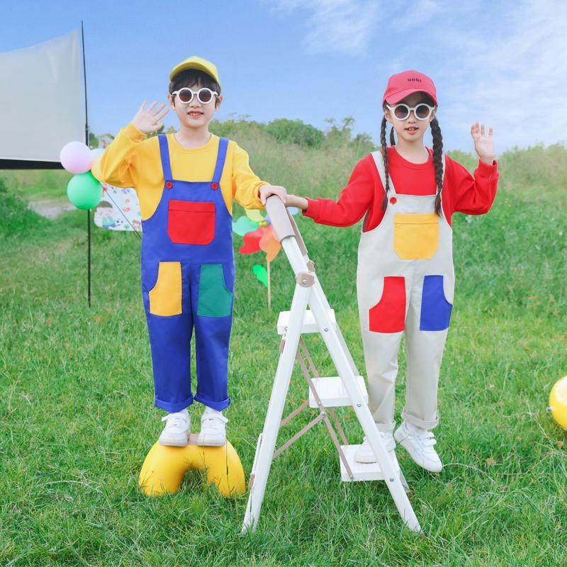 儿童啦啦队演出服幼儿园舞蹈合唱服小学生元旦表演服多巴胺背带裤,淘宝优惠券,粉丝福利购,淘宝优惠卷