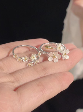 柘城钻石钻石之乡立体花朵戒指银色鸢尾花古风中世纪法式复古宫廷