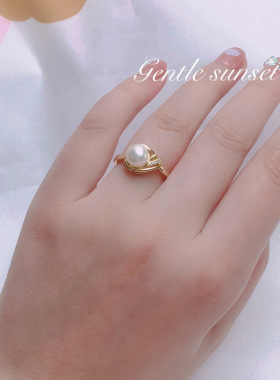 源产地个性珍珠戒指时尚淡水珍珠锆石戒指女指环白铜镀金直播天然