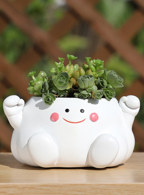跨境新品可爱云朵趣味卡通树脂花盆园林花园桌面多肉容器白云花器