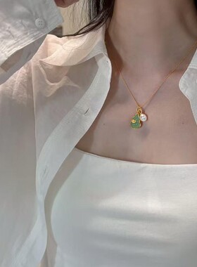 诸暨山下湖5A级天然淡水珍珠项链新中式玉髓葫芦珍珠吊坠直播