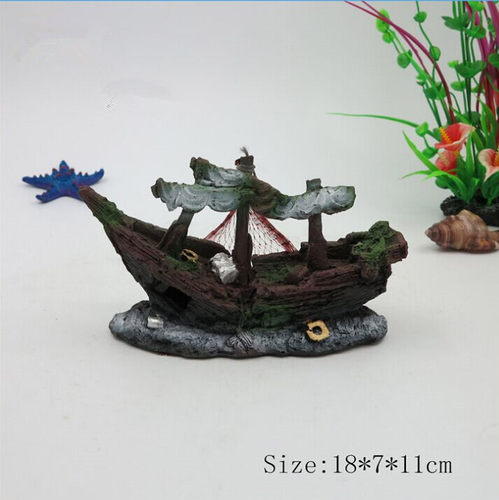 包邮海盗船水族箱造景鱼缸造景装饰船躲避屋摆件船空心树脂船沉船 - 图0
