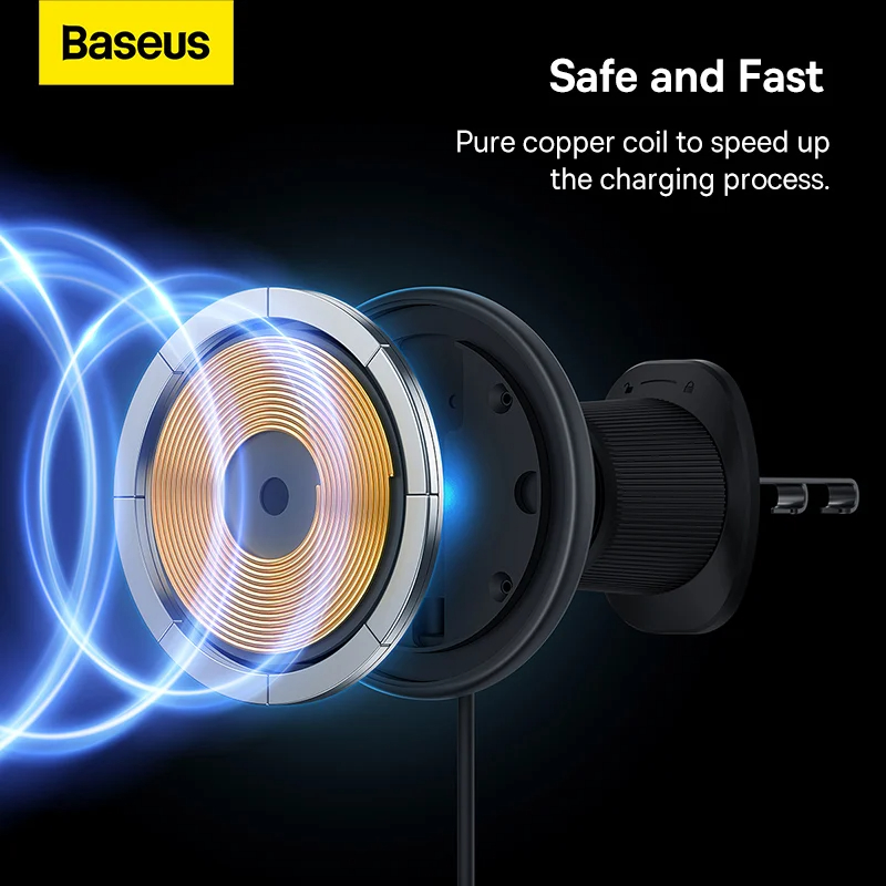 Baseus Car Phone Holder Wireless Charger Pad for iPhone15 14 - 图1