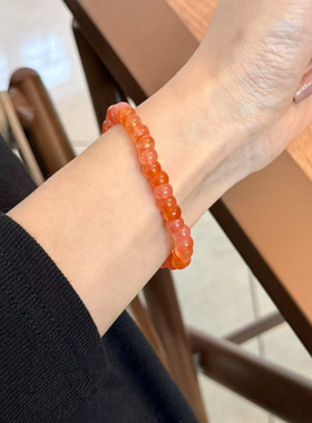 天然盐源玛瑙粉糯大肠单圈手链水晶手串饰品DIY原创大肠手串