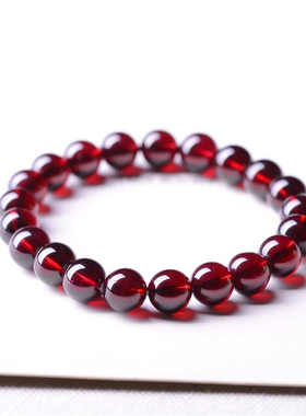 8A级天然酒红石榴石手链 单圈手串 红润干净 女人石 美容养颜