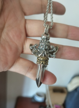 藏传普巴金刚撅泰银项链