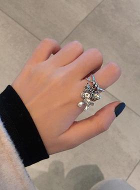 泰银马上复古招财福袋活口戒指